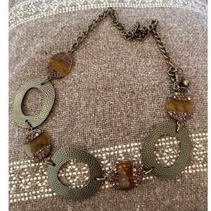 Chico's Women's Mixed Metal Bead Swag Charm Medallion Chain Belt